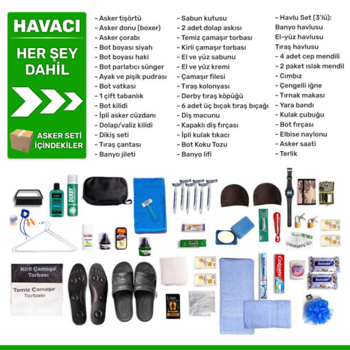 havaci hersey dahil asker seti tam liste