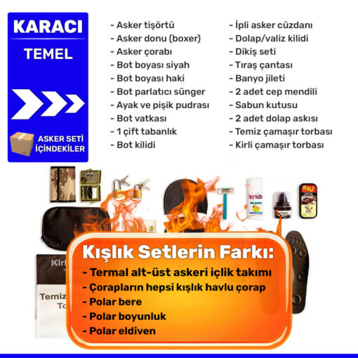 karaci kislik temel set asker malzemeleri listesi