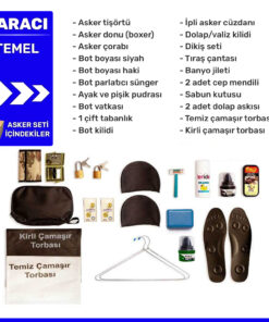 karaci temel asker malzemeleri seti ici
