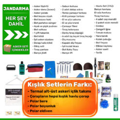 jandarma kislik her sey dahil set asker malzemeleri listesi