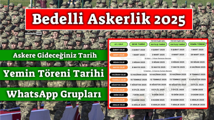 bedelli askerlik takvimi celp donemleri 2025 katilis sevk terhis tarihi