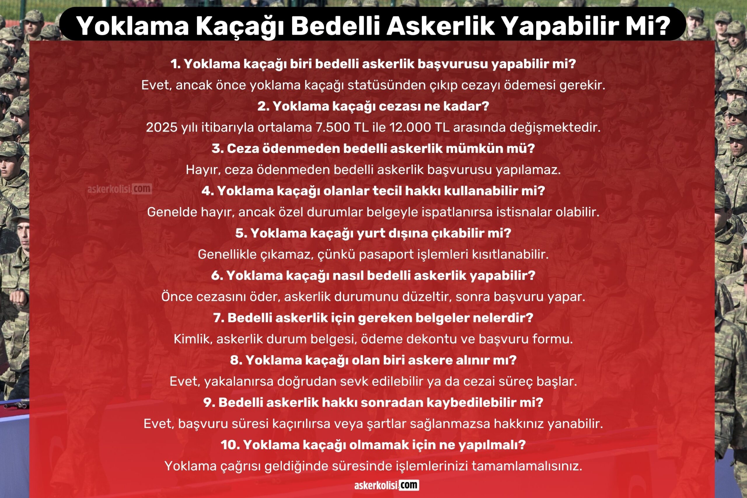 Yoklama Kaçağı Bedelli Askerlik Yapabilir