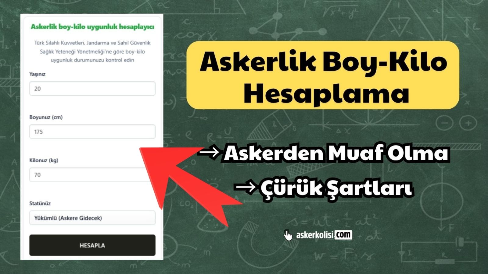 askerlik boy kilo hesaplama muaf curuk sartlari