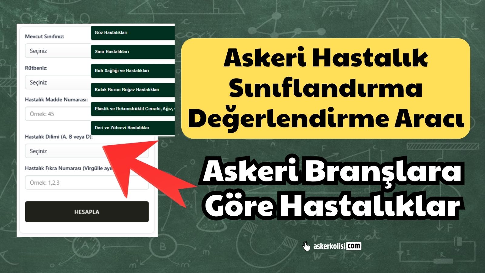 askerlik hastalik siniflandirma degerlendirme araci askeri branslara gore hastaliklar