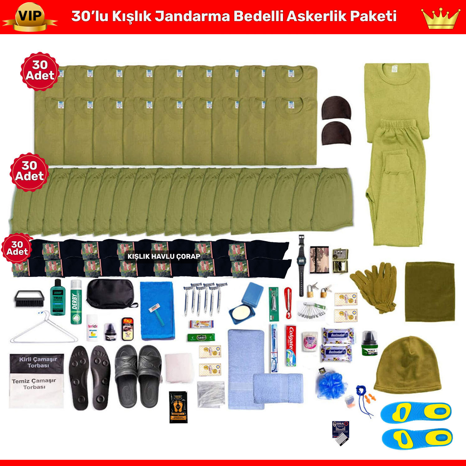 JANDARMA vip bedelli askerlik seti 30 kislik