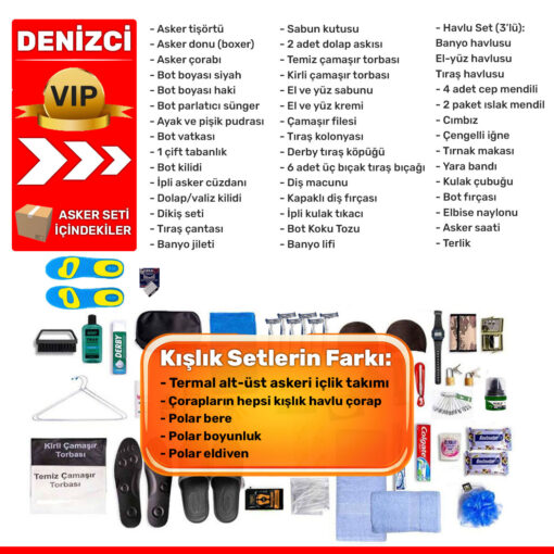 30’lu Kışlık Denizci Bedelli Askerlik Malzemeleri Seti (VIP) 2 denizci vip bedelli askerlik seti icersindekiler kislik