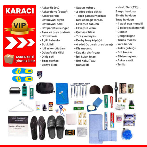 karaci vip bedelli askerlik seti icersindekiler